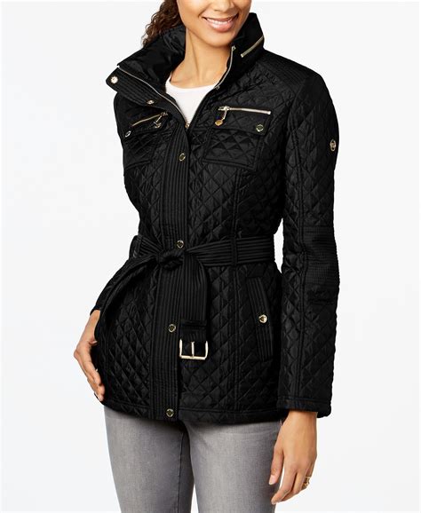 macys michael kors black belted coat|macy's ladies coats black.